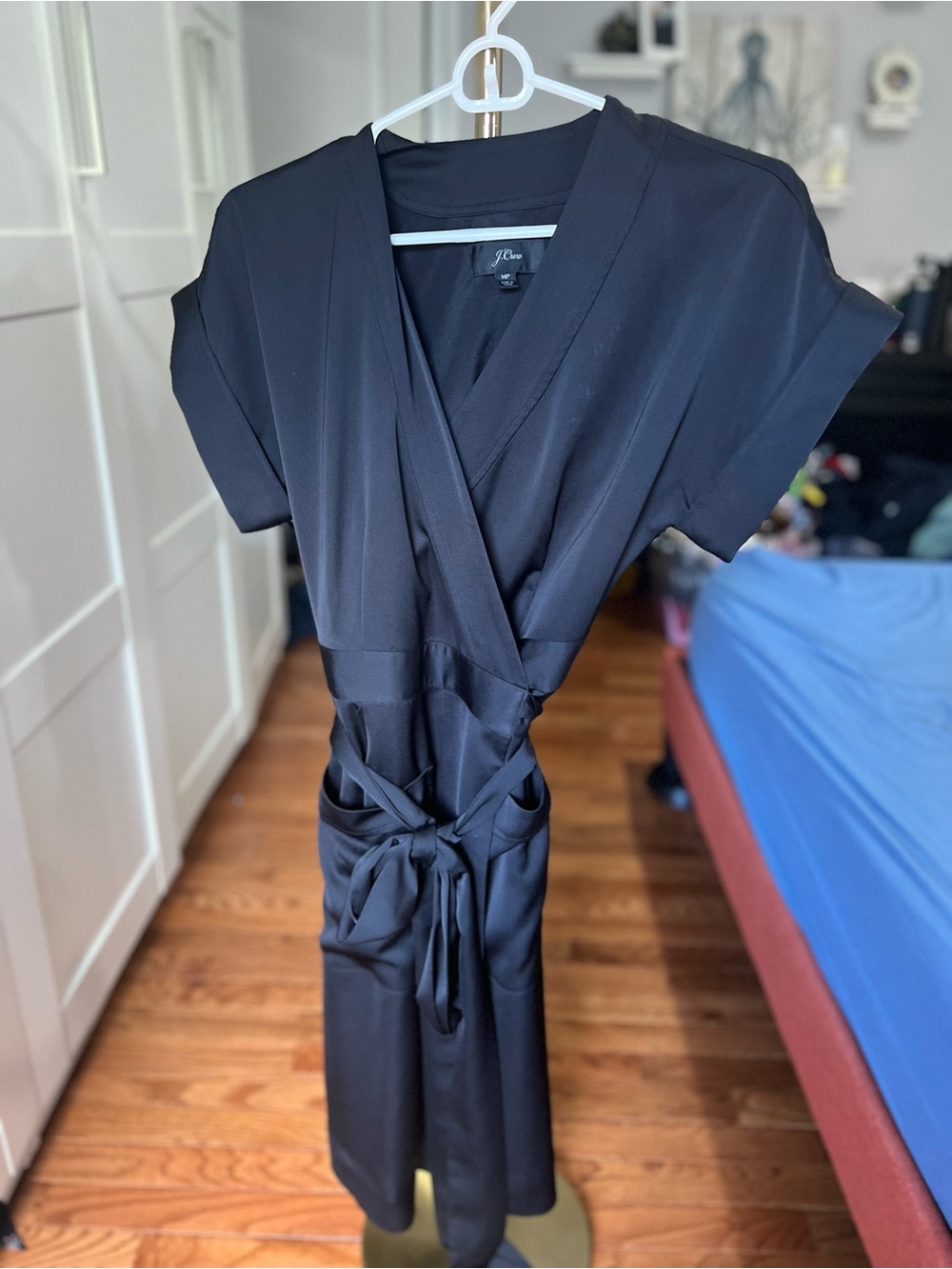 J. Crew Black Short-Sleeve Wrap Dress